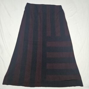 COS Black and Deep Burgundy Striped Maxi Skirt